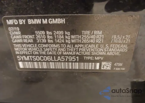 2020 BMW X3 M Competition from USA, damaged, VIN 5YMTS0C06LLA57951